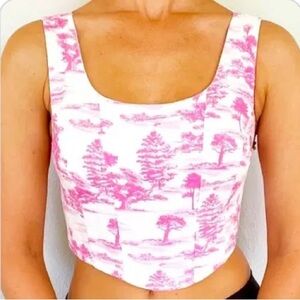 Toile Pink Patterned Crop Top